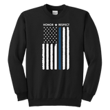 Thin Blue Line Flag Honor Respect - Kids Sweatshirt
