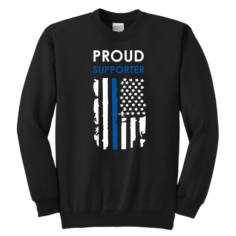 Proud Supporter - Thin Blue Line - Kids Sweatshirt
