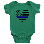 Thin Blue Line Heart - Infant Baby Onesie Bodysuit