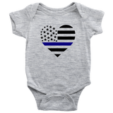 Thin Blue Line Heart - Infant Baby Onesie Bodysuit