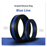 Thin Blue Line Silicone Ring for Men and Women