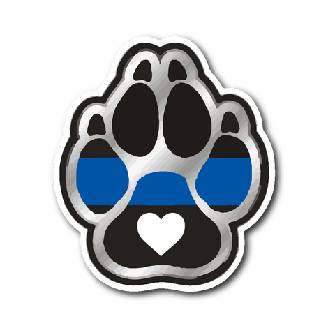 K9 Paw with Heart - Thin Blue Line Sticker/Decal