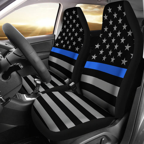 Thin Blue Line Flag - Car Seat Covers - Type 1