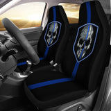 Thin Blue Line Skull - Car Seat Covers - Type 2 (Set of 2)