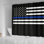 Thin Blue Line Flag - Shower Curtain