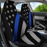 Thin Blue Line Flag - Car Seat Covers - Type 4 (Set of 2)