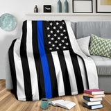 Thin Blue Line Flag Throw Blanket - BC1