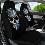 Thin Blue Line Skull - Car Seat Covers - Type 1 (Set of 2)