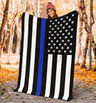 Thin Blue Line Flag Throw Blanket - BC1