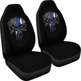 Thin Blue Line Punisher Skull - Car Seat Covers - Type 2 (Set of 2)