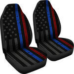 Tattered Thin Blue and Red Line Flag - Car Seat Covers (Set of 2)