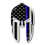 Spartan Helmet - Thin Blue Line - Sticker/Decal