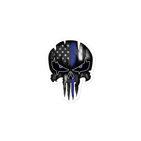 Skull 2 - Thin Blue Line Sticker - CL1
