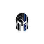 Spartan Helmet 3 - Thin Blue Line American flag - Sticker - HJ1