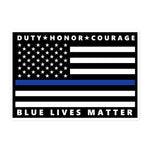 Blue Lives Matter - Duty, Honor, Courage - Thin Blue Line Flag Sticker - DN1