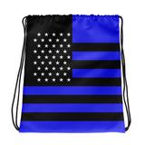 Thin Blue Line Flag - Drawstring Bag - Light Blue