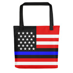 Blue Line Inspired American Flag - Tote Bag