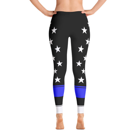 Thin Blue Line Flag Stars And Stripes Leggings - Version 2