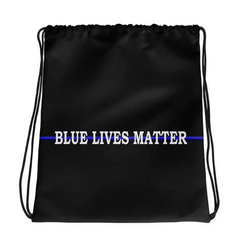 Blue Lives Matter - Thin Blue Line Drawstring Bag