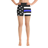 Thin Blue Line Flag - Yoga Shorts