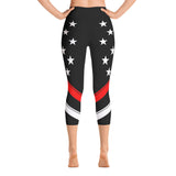 American Flag Stars And Stripes - Black Top - Yoga Capri Leggings