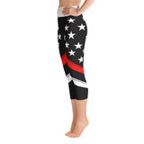 Thin Red Line Flag - Yoga Capri Leggings