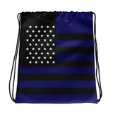 Thin Blue Line American Flag - Drawstring Bag