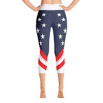 American Flag - White Top - Yoga Capri Leggings