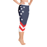 American Flag - White Top - Yoga Capri Leggings