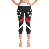 Thin Red Line Flag - Yoga Capri Leggings