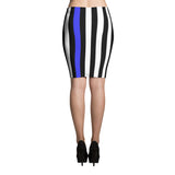 Thin Blue Line Pencil Skirt - Black Sides