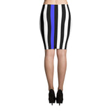 Thin Blue Line Pencil Skirt - White Sides