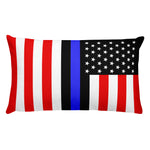 Blue Line Inspired American Flag - Rectangle Pillow