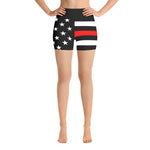 Thin Red Line Flag - Yoga Shorts