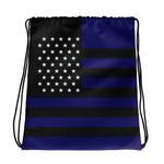 Thin Blue Line Flag - Drawstring Bag - Dark Blue
