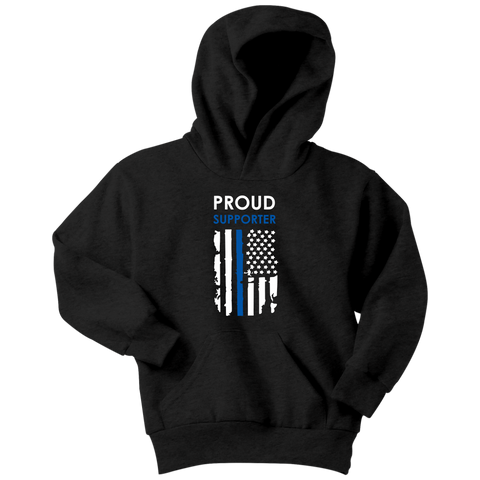 Proud Supporter - Thin Blue Line - Kids Hoodie