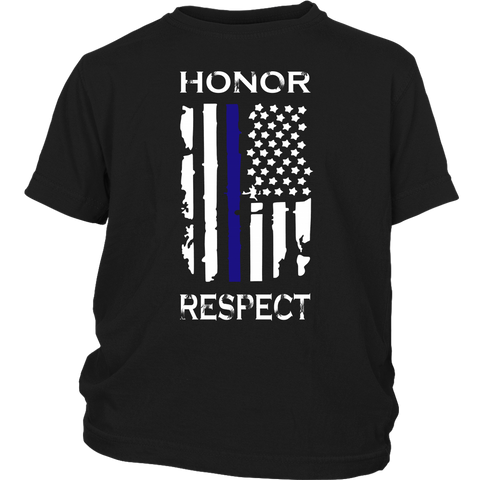 Honor Respect - Thin Blue Line - Kids Shirt