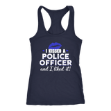 Women's I Kissed A Police Officer - Racerback Tank Top - Blue lips
