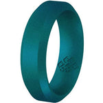 Thin Blue Line Ring - Lagoon Blue Bevel Comfort Fit Silicone Ring