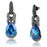 Thin Blue Line Le Glace AAA Grade CZ Stainless Steel Earrings