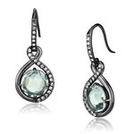 Thin Blue Line Emerald Amethyst Crystal Drop Earrings